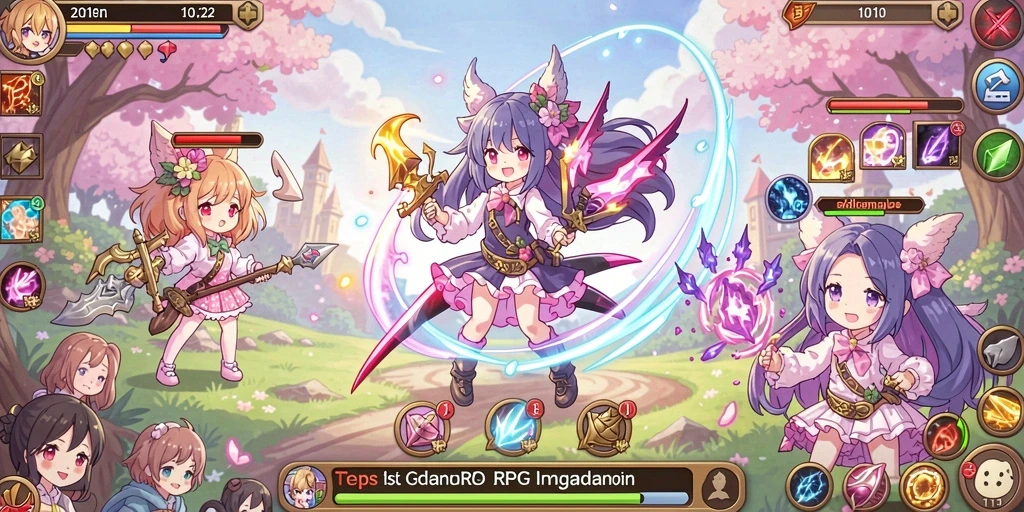 Screenshot 1 menunjukkan karakter utama dalam aksi bertarung.